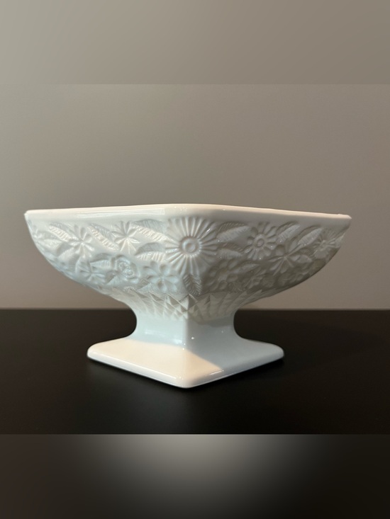 Indiana Glass Other - Vintage Indiana Milk Glass, Floral Footed Dish